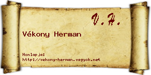 Vékony Herman névjegykártya